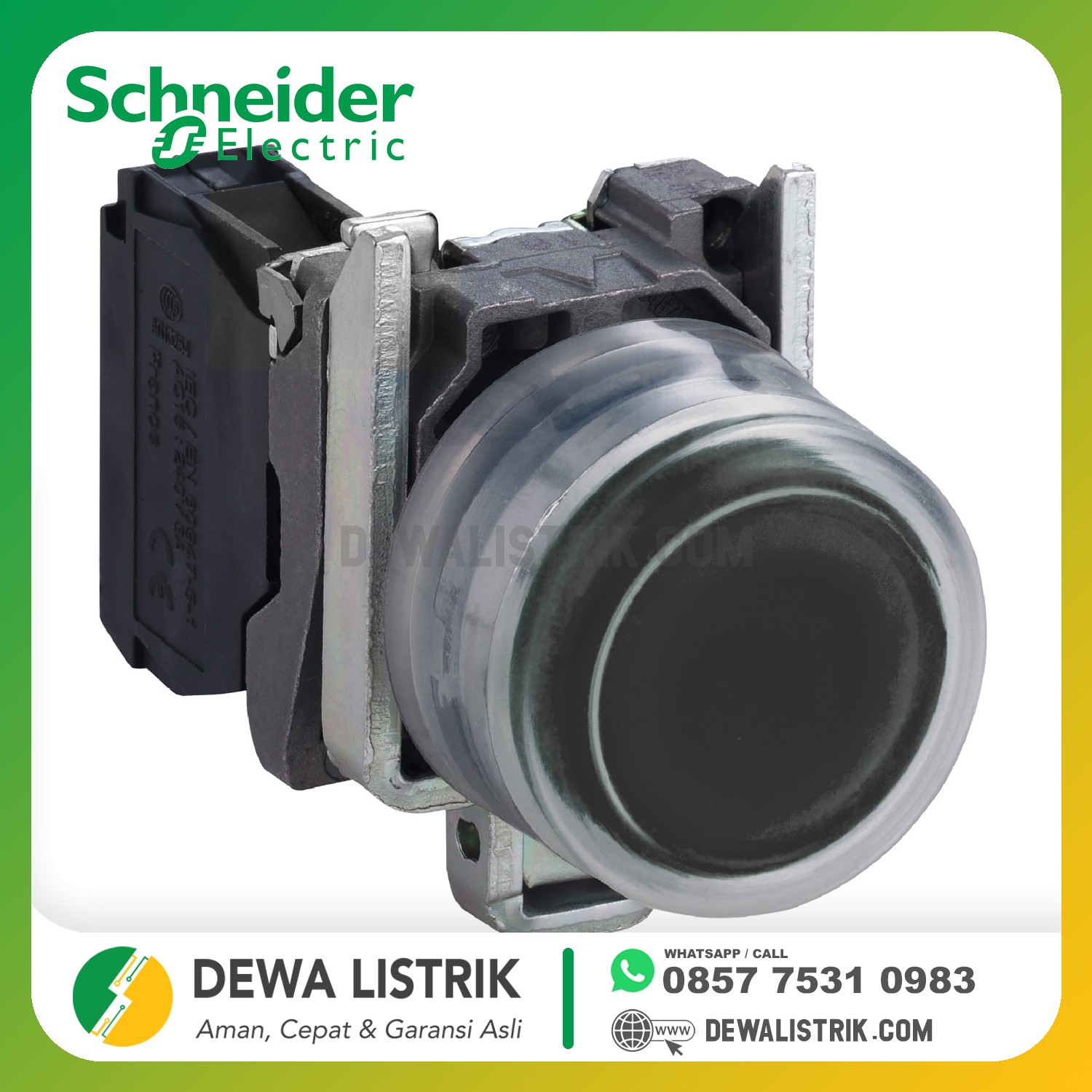 [ XB4BP21 ] Booted Push Button Besi Hitam IP66 1 NO | Dewa Listrik