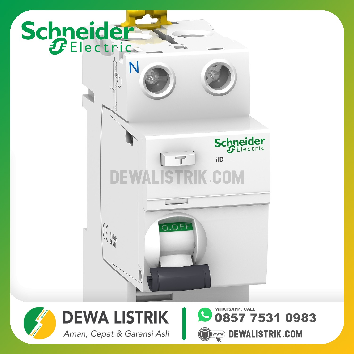 Differentialschutzschalter IID 2P 25A 10mA Klasse AC